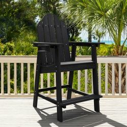 Black Outdoor high-back bar chair (Single Chair 1)