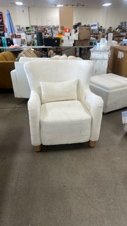 Walbert Modern Boucle Wingback Accent Chair with Pillow and Solid Wood Legs