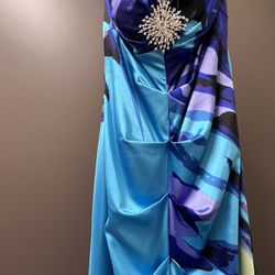 Blue Strapless Long Mermaid Formal Dress