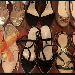 Lot Of Women’s Shoes - 10 Pairs - Sandals  And Flats - Great Condition! 
