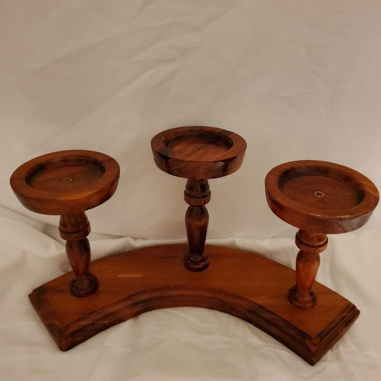 Wood Stand Candle Holder 3 Holders