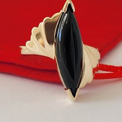 10K Yellow Gold Onyx Gemstone Bypass Ring Size 6.25 Solid Gold/ Anillo de Oro con 1 Onyx! 👌🎁Post Tags: 10k 14k