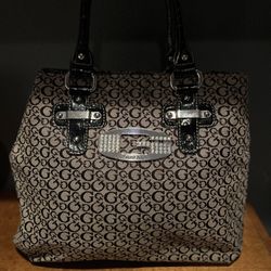 Guess Vintage Studded G Logo Monogram Satchel Purse Shoulder Bag