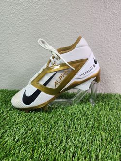 Nike Mens size 9 Alpha Menace 4 Pro Football Cleats White Metallic Gold FD7037-105