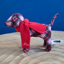 Victoria's Secret PINK Red Plaid Mini Dog 6" Plush