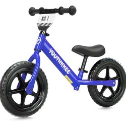 12 Inch Toddler Balance Bike for 1-3 Year Olds, No-Pedal Bike with Tool-Free Adjustable Seat
