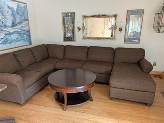 Brown Fabric Sectional Sofa with Chaise
