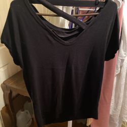 Ann Taylor Loft Black Criss Cross Top