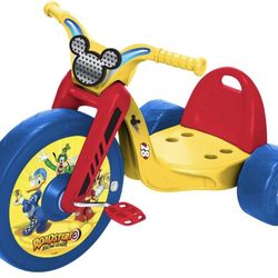 Fly Wheels Mickey and The Roadster Racers 15" Junior Cruiser Ride-on, Ages 3-7, Yellow/Red/Blue, 20" W x 22.5" H x 32.83" L