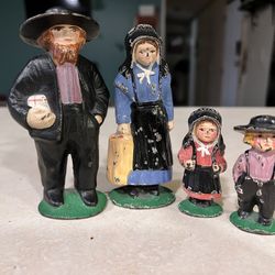 Vintage Lot Of Cast Iron Amish Figurines