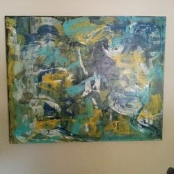 Hand painted acrylic abstract painting 36x36 canvas