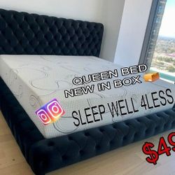 NEW QUEEN BED FRAME AND MATTRESS 