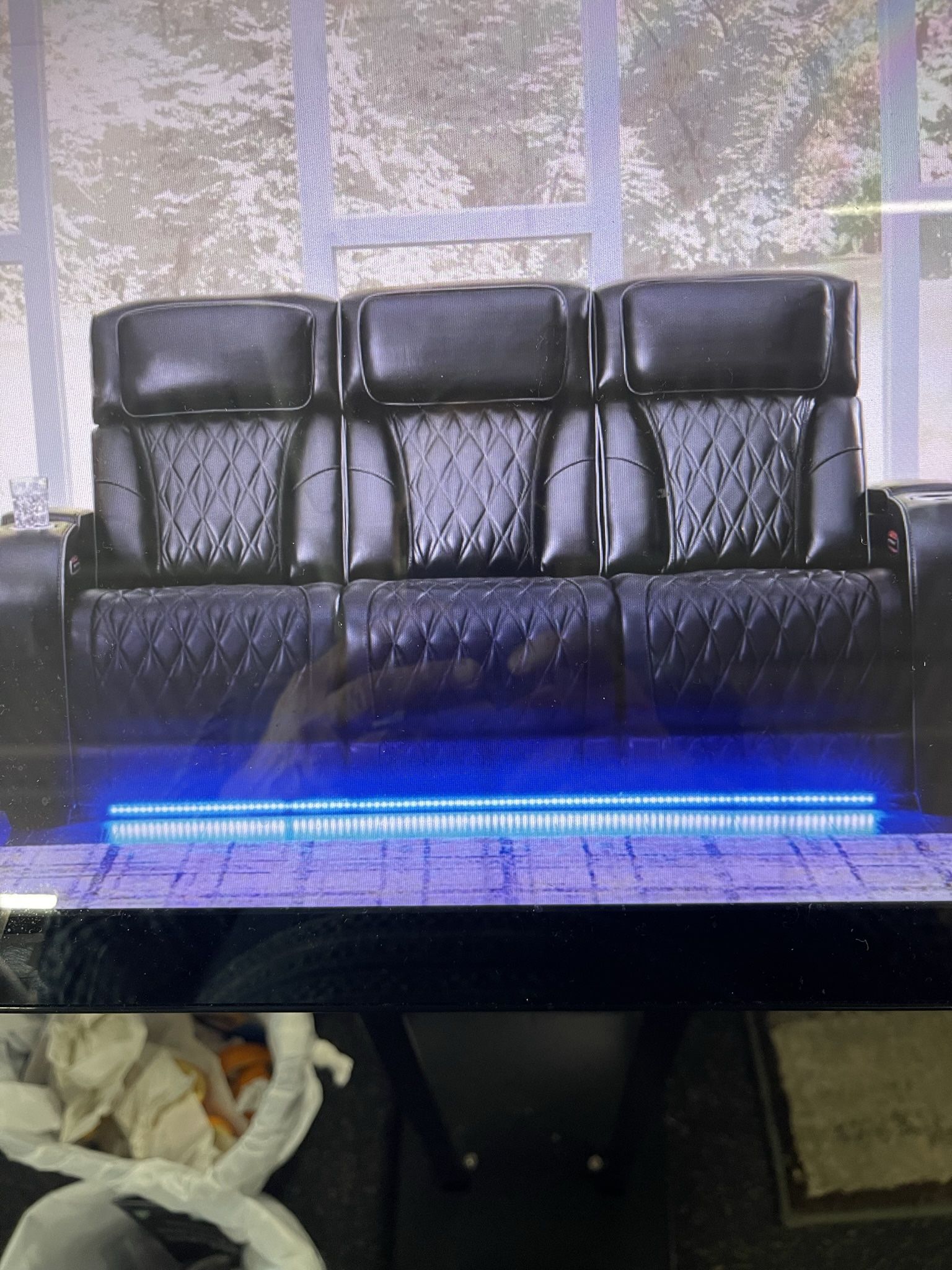 Leather Power Reclining Sofa & Power Leather Reclining Love Seat With Heat & Massage On Sale