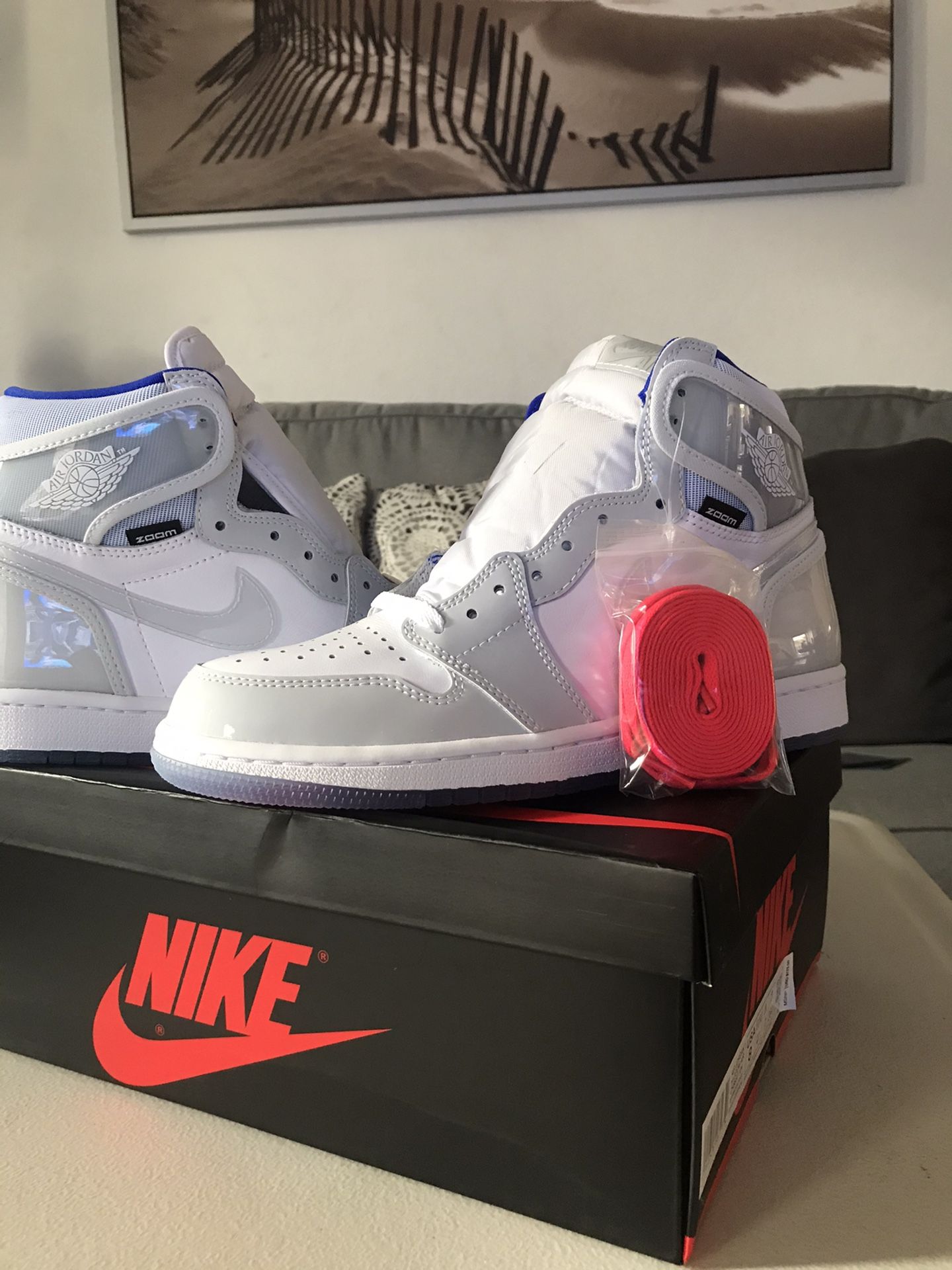 Jordan 1 Retro High Zoom White racer Blue (Size8)