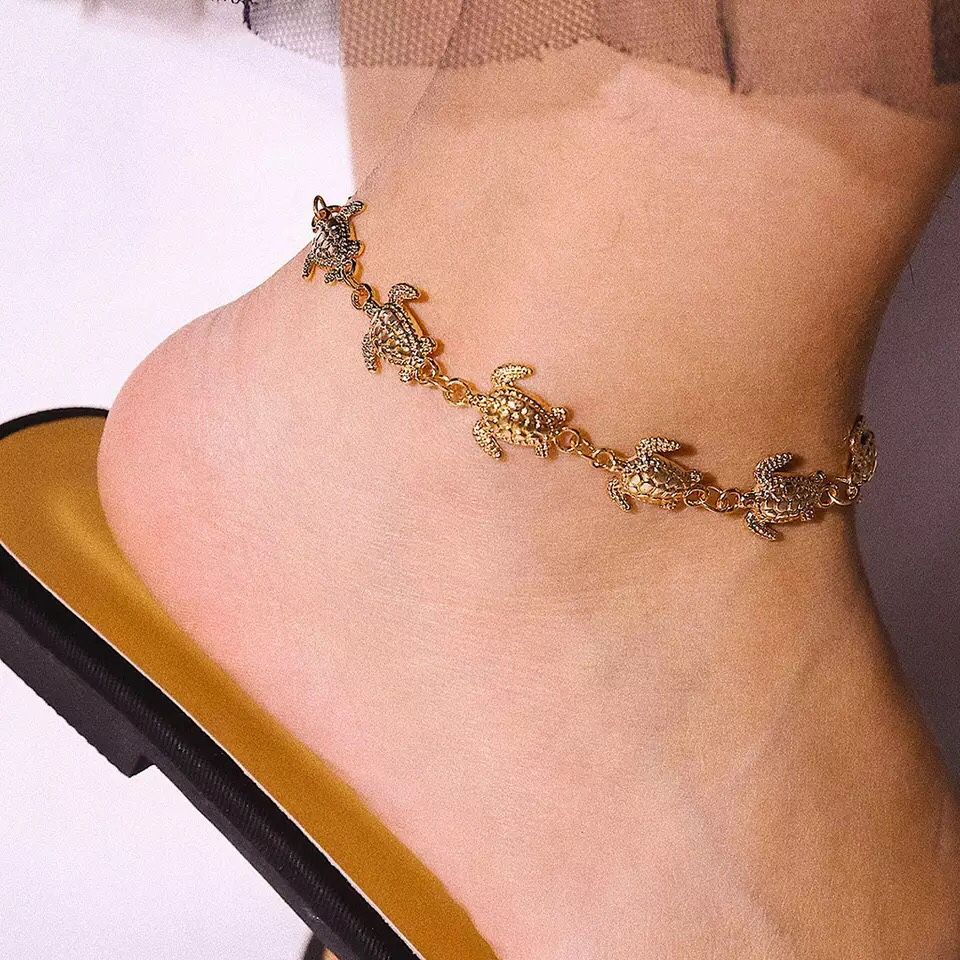 Beautiful Gold Vintage Boho Sea Turtle Anklets