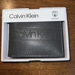 Calvin Klein Men's RFID Blocking Leather Bifold Wallet Grey