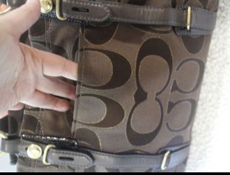 COACH 15402 Mia Signature Outline Op Art Carryall Brown for Sale