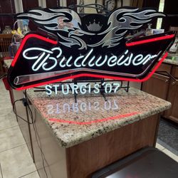 Budweiser Sturgis Harley Davidson Neon Bar Sign 