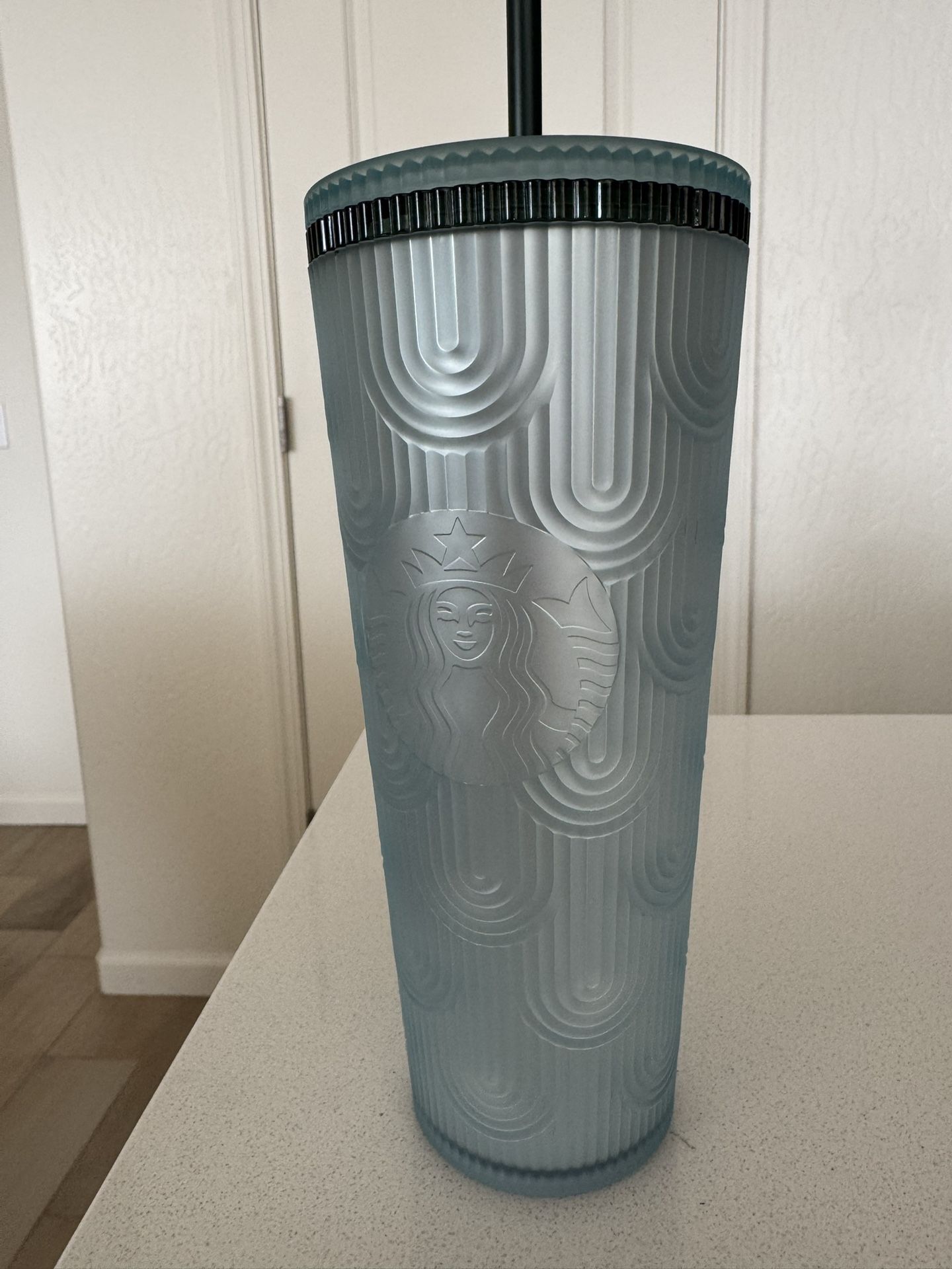 NEW Starbucks Spring 2024 Soft Touch Green Scales Tumbler Cup Drink 24oz