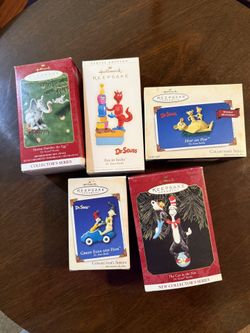 Lot Of 5 Dr. Seuss Hallmark Ornaments 
