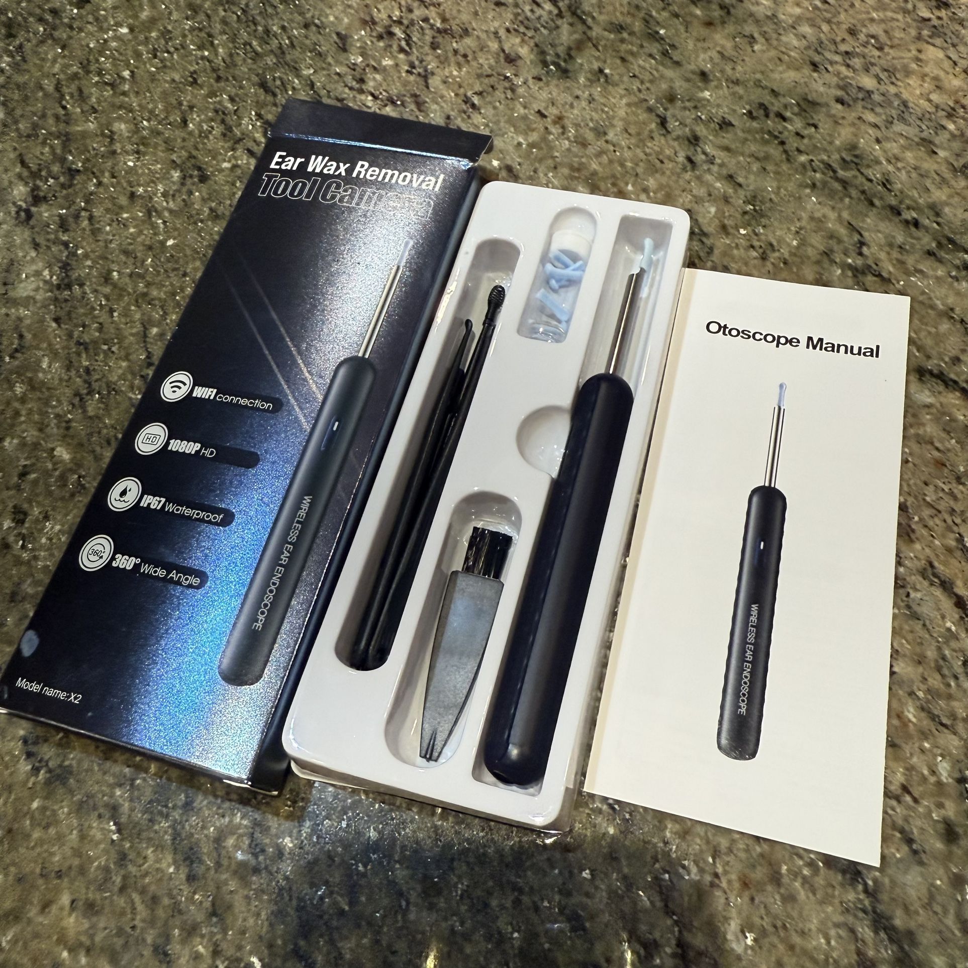 Ear Wax Removal Tool Camera 1080P HD WiFi Otoscope IP67 Waterproof 360° Scope