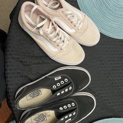 2 Pairs Of Womans Vans Size 7.5 Piece Is For Both