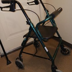 Walker Invacare 300 Lb Capacity Waterproof Seat, Good Hand Brakes And Folds Into A Slim Position Lightweight Strong Smooth Indoor Outdoor Use Tires