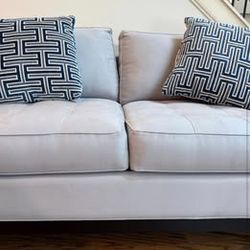 Cindy Crawford Home Contemporary Tufted Microfiber Loveseat with Accent Pillows