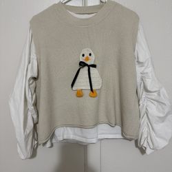 Knit top with a shirt