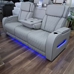 New Leather Power Sofa
