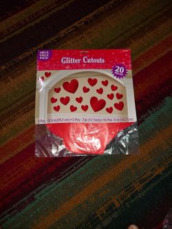 Amscan Valentine's Day Decorations / Hearts Glitter Cutouts