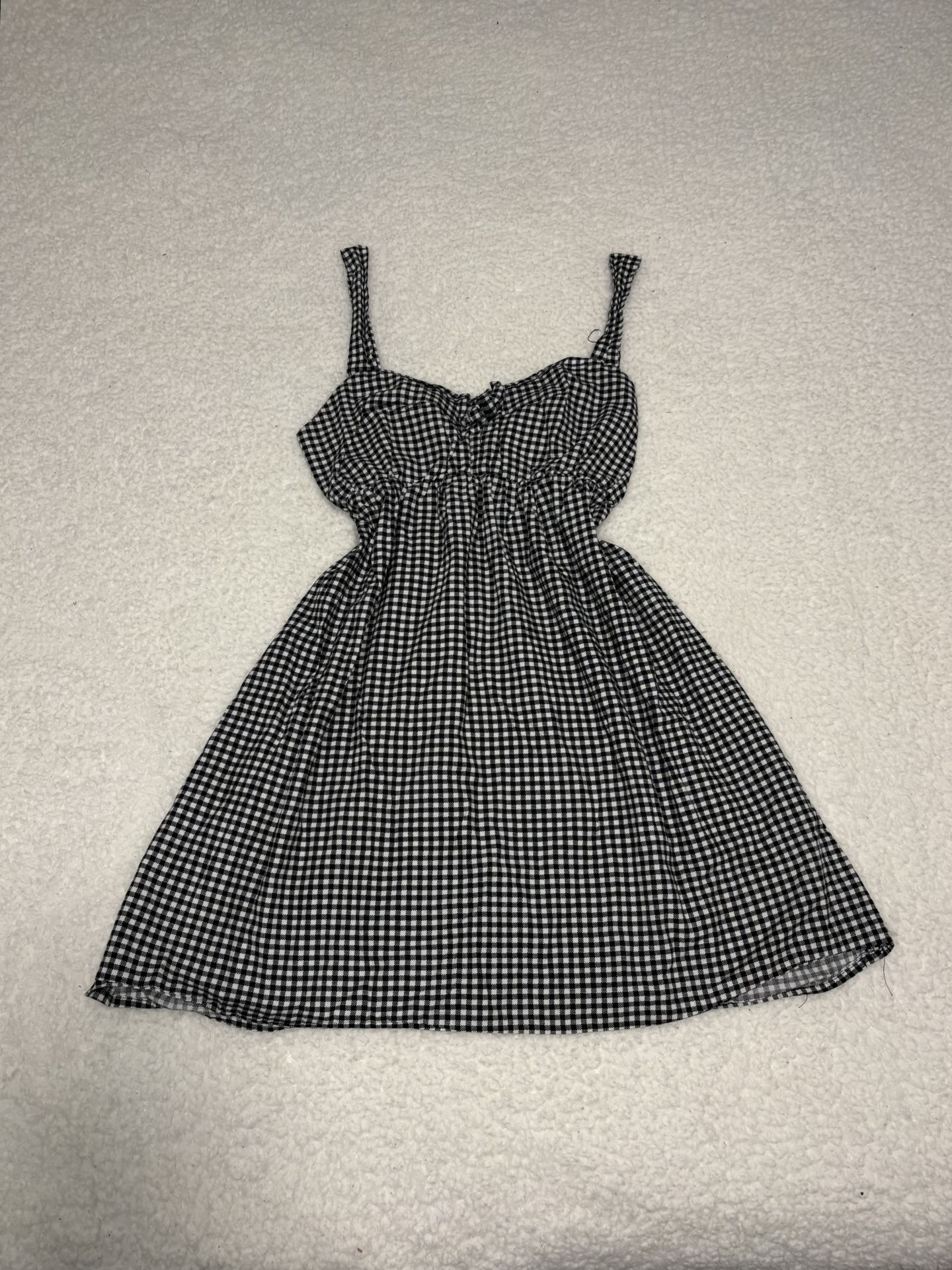 Eyeshadow Women Black Gingham Print Mini Flare Dress 