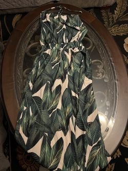 SHEIN Green Tropical Leaf Strapless Maxi Dress Size Large