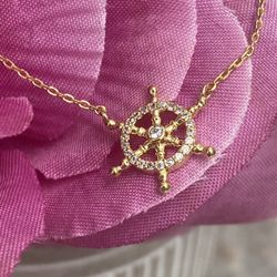 Gold Dipped Compass Pendant Necklace