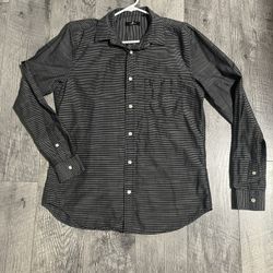 MENS GRAY BLACK STRIPE 7 FOR ALL MANKIND SHIRT SIZE MEDIUM 