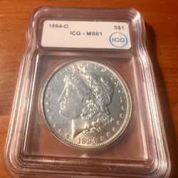 1884-O Morgan Silver Dollar Graded MS61