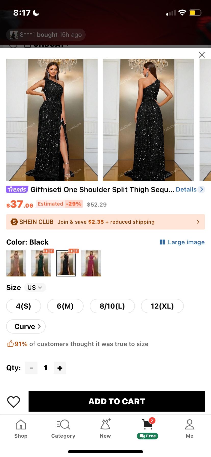 NEW SHIEN ONE SHOULDER NIGHT DRESS