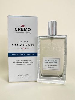 Cremo Cologne For Men No. 4 Blue Cedar & Cypress 3.4 fl oz NEW No Seal