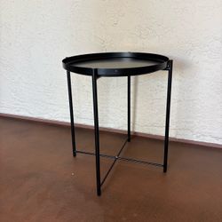One Black Round Heavy Side Accent Table
