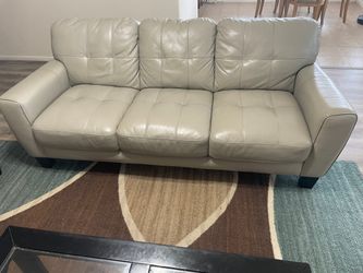 Soft Leather Beige Sofa Set – Good Condition, 6 Pieces – Cypress, TX