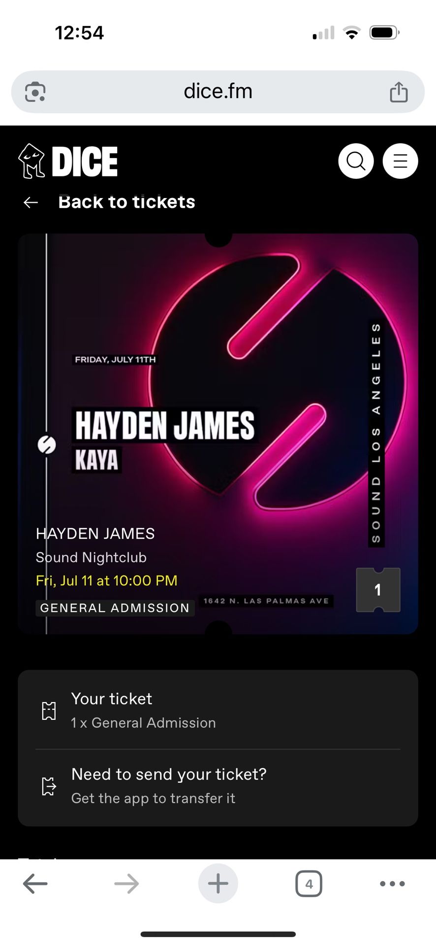 Hayden james ticket