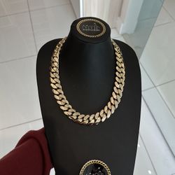 22MM 24" (625 Grams), 14K Yellow Gold over .999 Silver, Cuban Link Chain