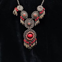 Vintage Bohemian Round Tassel Charm Necklace

