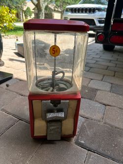 Vintage 5¢ Gumball Machine Red Countertop Vendor