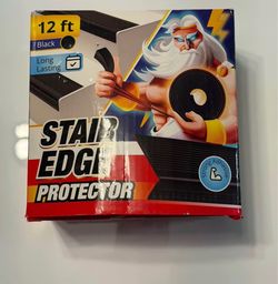 12 ft Black Stair Edge Protector Rubber Trim – Strong Adhesive