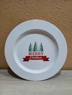 Merry Christmas Decorative White Plate