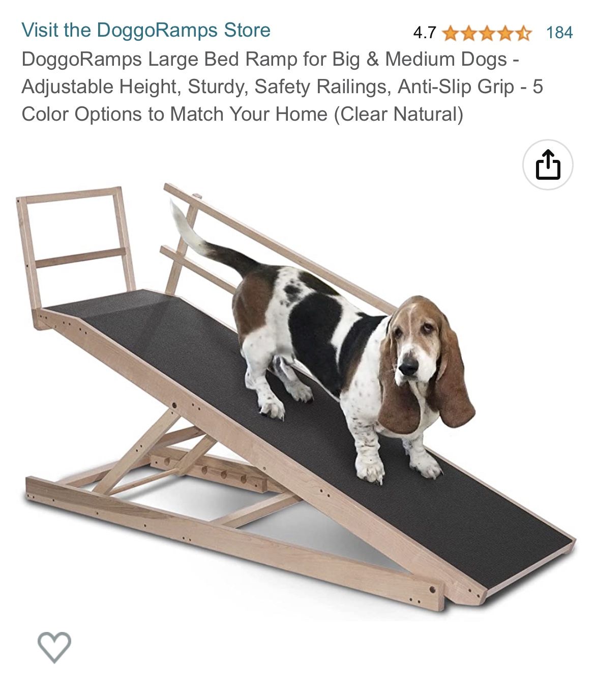Doggo Ramps Large Bed Ramp for Big & Medium Dogs - natural finish