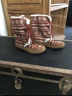 Lucky Brand Fur Leather Sweater Boots Moccasins