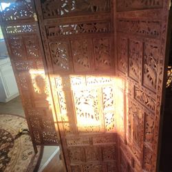 Hand Carved wood privacy screen