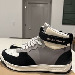 Burberry Black And White High Top Sneakers, Men’s Size 41 (US Size 8)